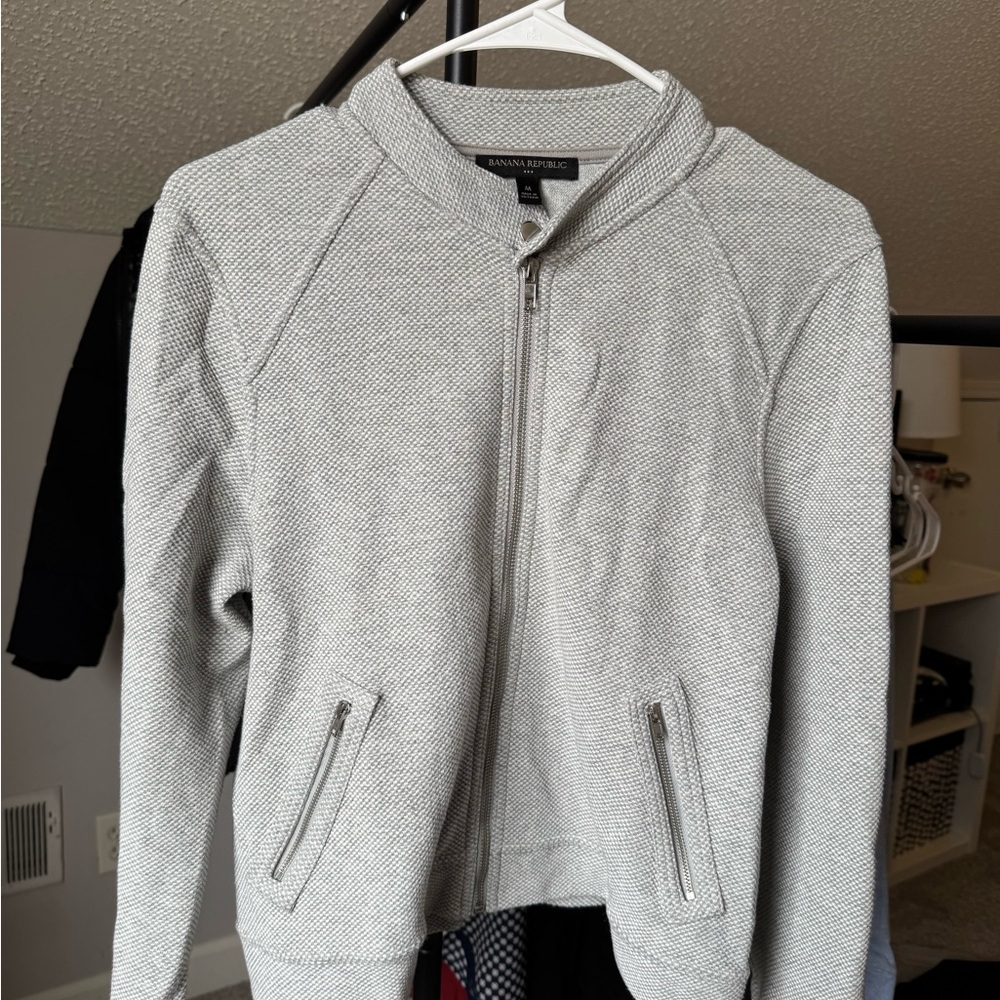 Banana Republic Light Gray Textured Jacket